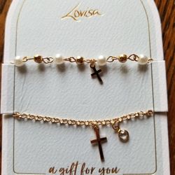 2 NEW Lovisa Gold Bracelets With Cross 