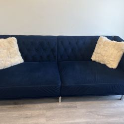 Modern Navy Blue Velvet Couch – Stylish & Comfy
