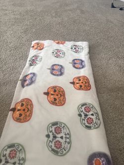 Halloween Sugar Skull Pumpkin Fleece Throw Blanket