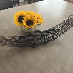 Crate and Barrel Brown Iron candle holder