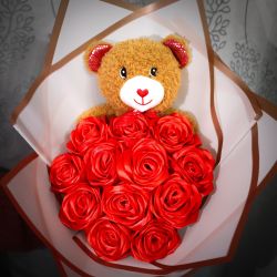 Eternal Rose Bouquet w Bear Plushie