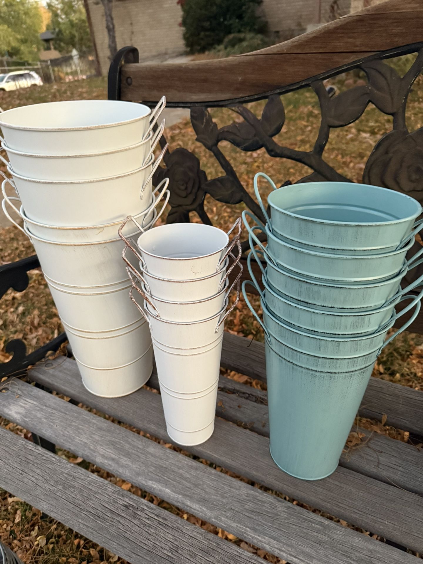 Three Sizes Of Galvanized Flower Holders 