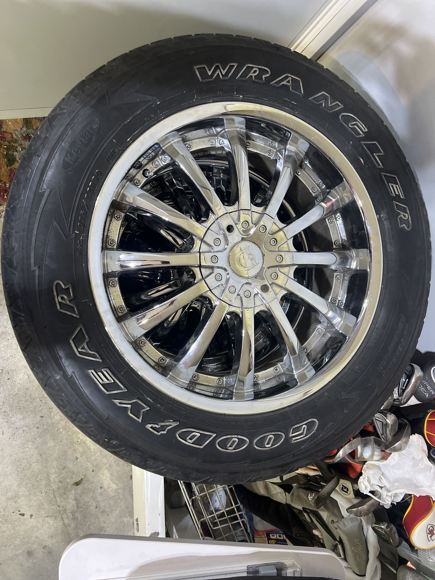 Goodyear Wrangler Tire With Chrome Rims