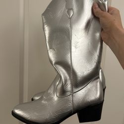 Silver Cowboy Boots