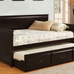 Brand New Espresso Twin Size Daybed w Trundle Bed 