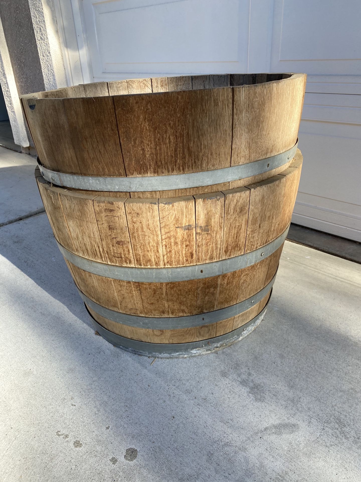 2 half wine barrels (real wine barrels)