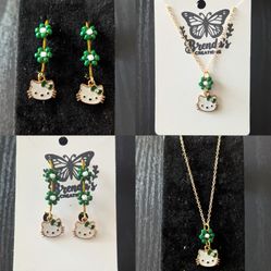 Green Hello Kitty Flower Jewelry Set 