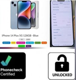 IPhone 14 Plus 5G 128GB CDMA-GSM Unlocked Verizon/T-Mobile/AT&T Any Carrier
