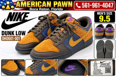 Nike Dunk Low DH0601-001 Men's 9.5 Brown Orange Blue Purple Suede Sneakers