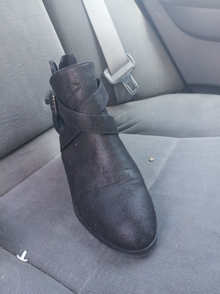 High Heel Suede Sandal Boot (Black)