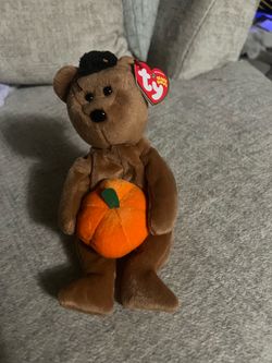 Ty Beanie Babies Hocus Bear w/ Pumpkin Plush Beanbag Toy 2004 Vintage
