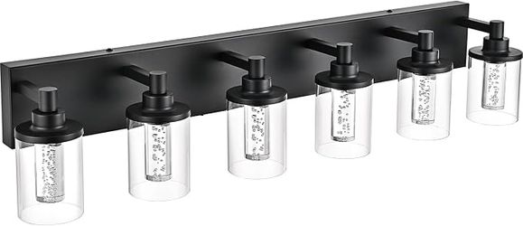 Over Mirror, 6 Light Bathroom Vanity Light Black Dimmable