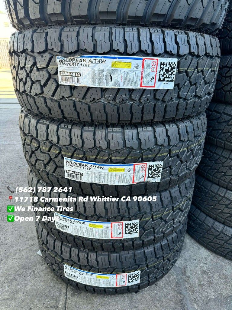 285/70R17 Falken Wildpeak AT4W New Set of Tires Installed and Balanced Set de Llantas Nuevas Instaladas y Balanceadas