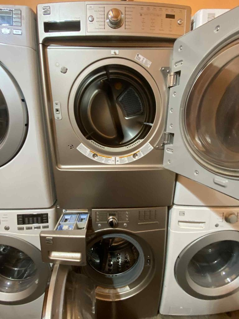 SET WASHER AND DRYER KENMORE COFFEE 🆓️Free Delivery 🆓️ STACKABLE-SIDE BY SIDE
