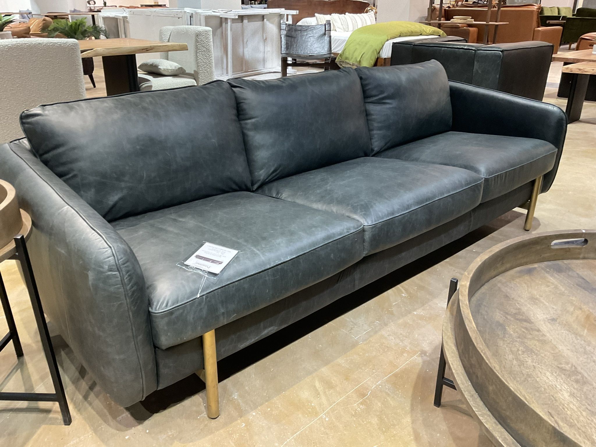 MILAN LEATHER SOFA and CHAIR IN BLACK