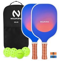 niupipo Pickleball Paddles Set of 2/4/1, USAPA Approved Graphite Carbon Fiber Pickleball Rackets, Polypropylene Honeycomb Core, Cushion 4.72In Grip, B