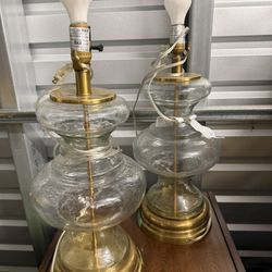 Pottery Barn Clear Glass Table Lamps (2)