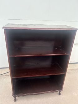 Vintage Solid Wood Bookshelf / Display Cabinet – Dark Cherry Finish