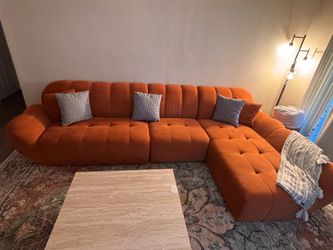 Burnt orange right L shape sectional sofa