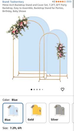 Metal Arch Backdrop Stand and Cover Set, 7.2FT, 6FT Party Backdrop, Easy to Assemble, Backdrop Stand for Parties, Birthday, Baby Showe (322)