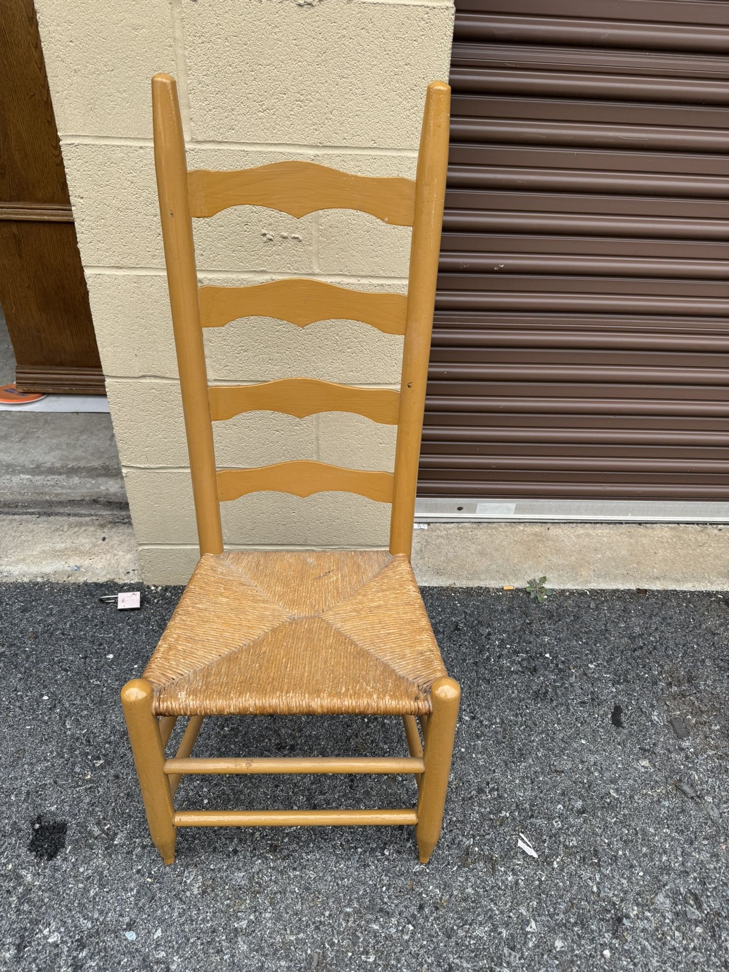High Back Vintage Cane Low Chair