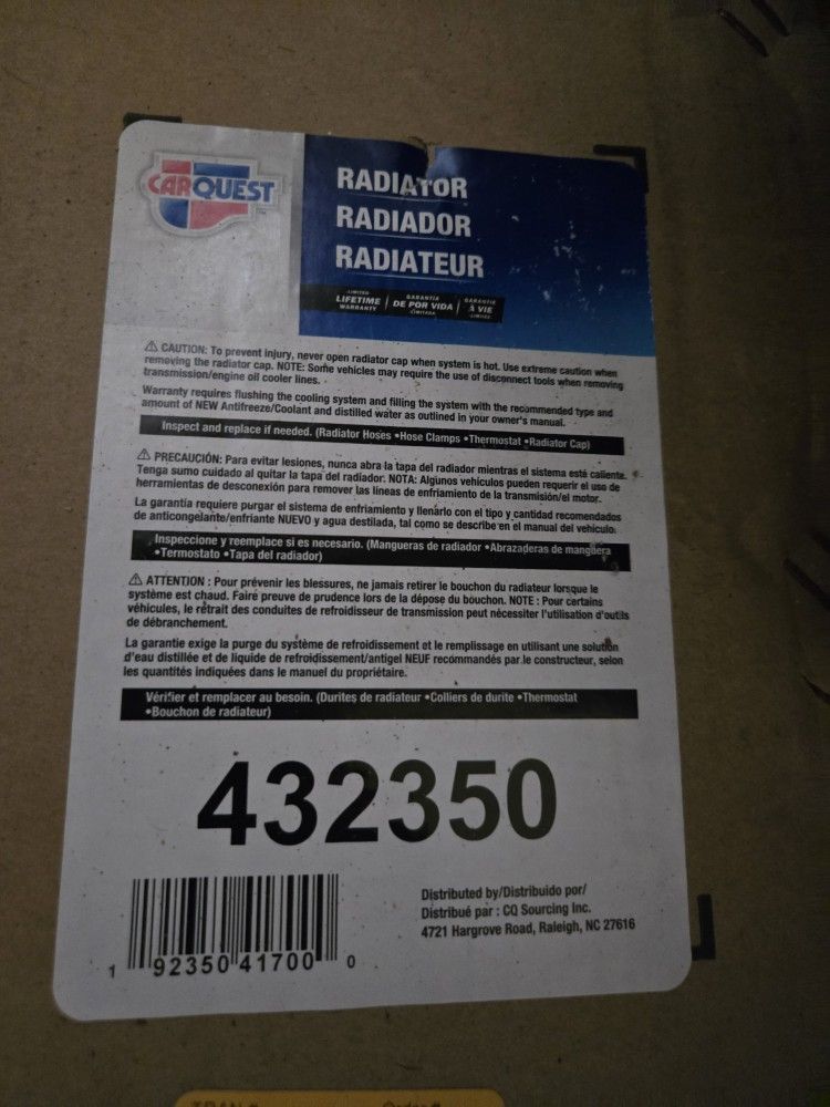 2001-2005 Gmc Sierra Radiator Brand New