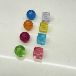 Vintage set of 8 colorful plastic magnets 