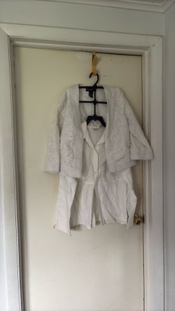 White Button Up with White Blazer size Medium
