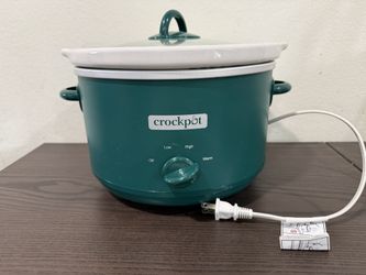 Used Crock-Pot 4.5qt Slow Cooker Ponderosa Green: Ceramic Stoneware, 3 Settings, Stay-Cool Handles, Dishwasher-Safe Parts