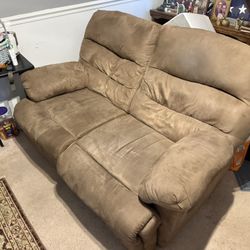 Free Light Brown Suede 2-seater Couch