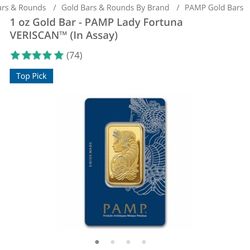 1oz .9999 Gold PAMP Suisse Lady Fortuna
