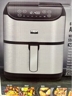 Bella Air Fryer 6QT touchscreen stainless steel