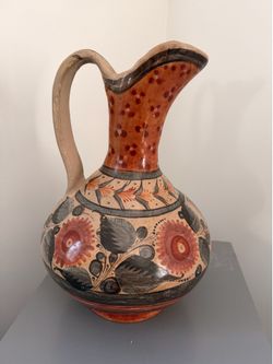 Vintage Tonala’ Mexican terra-cotta water jug/pictcher