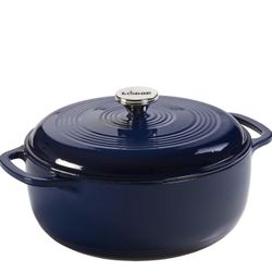 Lodge 6 Quart Enameled Cast Iron Dutch Oven with Lid – Dual Handles – Oven Safe up to 500° F or on Stovetop - Use to Marinate, Cook, Bake, Refrigerate