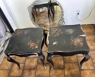 Pair of Vintage Chinoiserie vintage  Style End Tables – DIY / Restoration Project