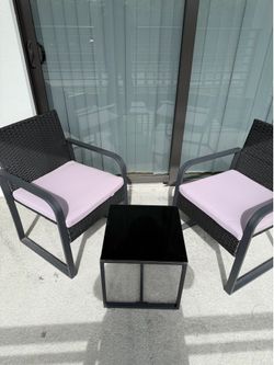 Black Balcony 3 Pc Set Table & 2 Chairs