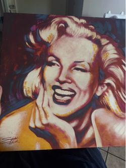 Stephen Fishwick Signed Marilyn Monroe Canvas Print - 20x20”