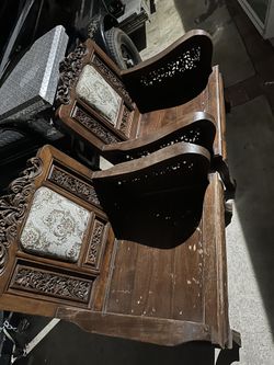 Large Wooden Antique Chairs Solid Wood Unique Design 