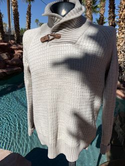 H & M beige knit sweater shawl collar in XL