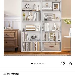 Bookshelf Set of 2, 6 Tier, White