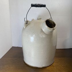 Antique Stoneware Crock Jug With Glaze Finish Durable Craftsmanship Make It A Striking Vintage Accent 