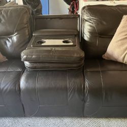 Leather Recliner Sofa & Love Seat Set w/ usb outlet.    Moving And Needs To Go ! 