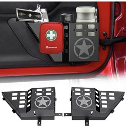 Metal Front Door Storage Box Pockets Fit for JK JKU Wrangler, Adjustable Side Insert Organizer Box for Wrangler JK JKU 2007 2008 2009 2010 2011-2018 I
