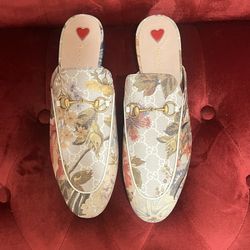 GUCCI PRINCETOWN FLORAL Print Flora HORSEBIT Slippers Mules EUR-42 US-9M (11W)