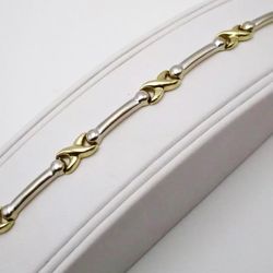14K White & Yellow Gold Bar Infinity Symbol Bracelet