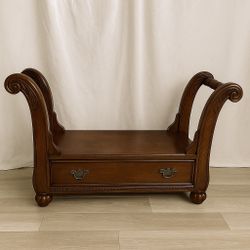 Vintage Sleigh-Style Bench with Storage