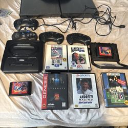 Sega Genesis System Console, Games, And Sg Pro Pad 6.