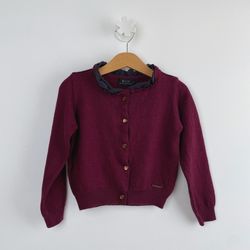 Toddler Girls Cardigan Size 3-4T Color Burgundy, Girls Cardigan