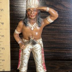 Vintage Metal Indian Chief Piggy Bank Native American