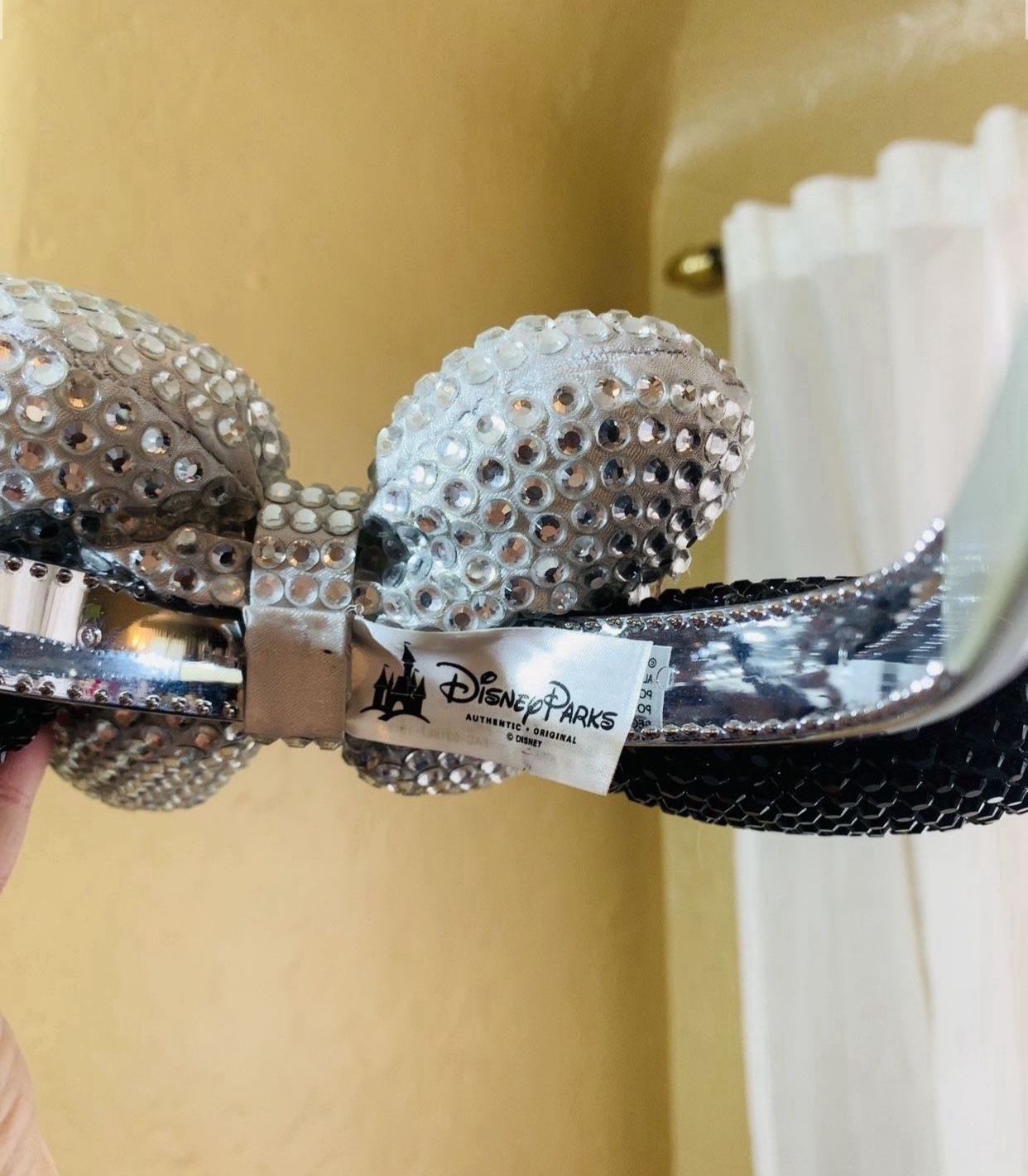 Disneyland 60th Anniversary Minnie Mouse Headband Extra Embellished New Sparkly Silver Minnie Mouse Ear Headband at Walt Disney  main image 2